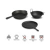 Cast Iron Cookware set - Kadai [2.5L] + Skillet [1.5L] + Cast Iron Dosa Tawa [10Inch] - Image 2