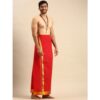 Men Color Dhoti with Gold Jari Red - Image 2