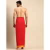 Men Color Dhoti with Gold Jari Red - Image 3