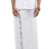 Men's Pure Cotton Solid White Dhoti with Colour Jari Border - Image 2