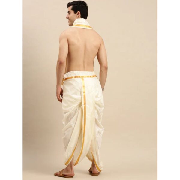 Men Premium Readymade Soft Silk Panchakacham+Towel Set RP Pranav - Image 3